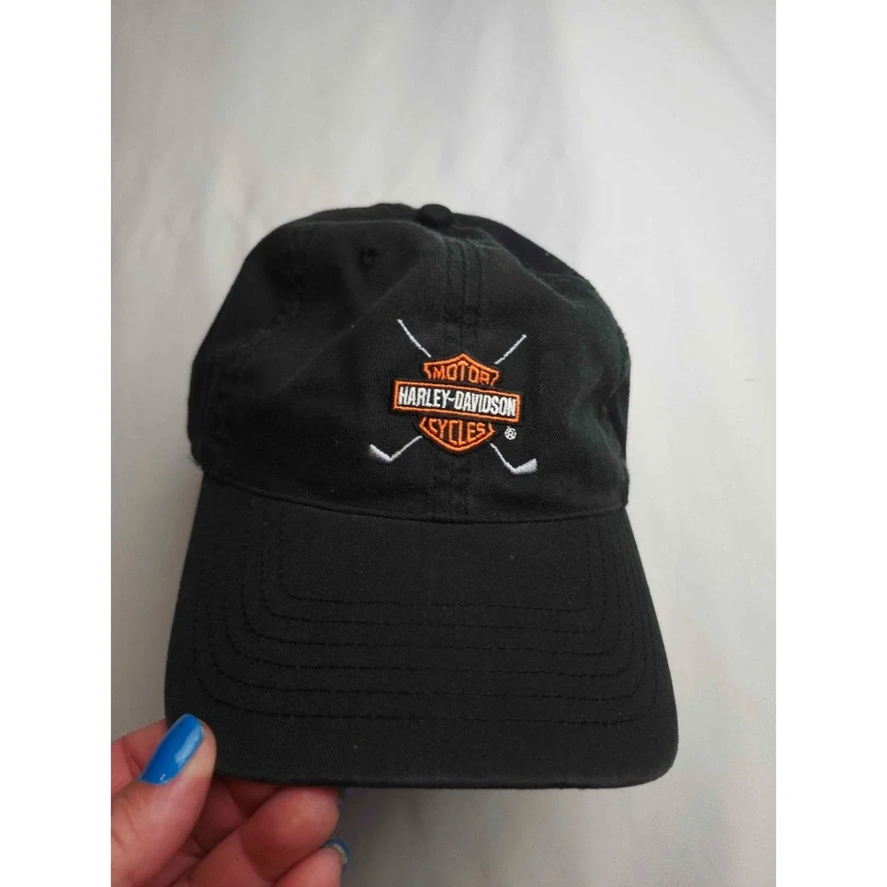 Harley-Davidson Golf Hat Unisex Size OS Black Woven Cap Embroidered Motorcycle